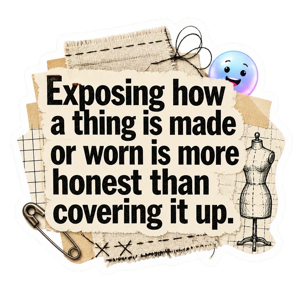 Exposing how a thing is made or worn is more honest than covering it up.