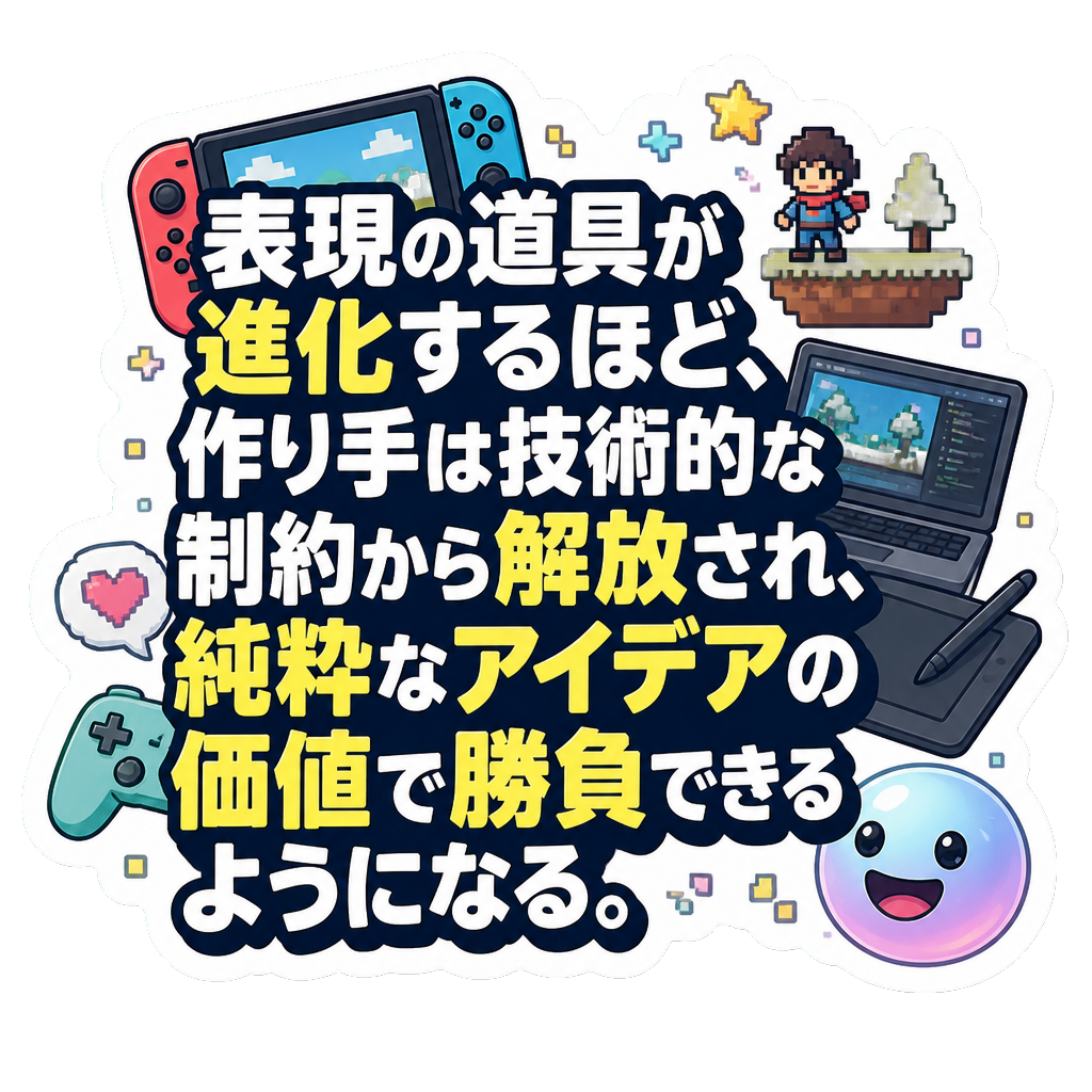 表現の道具が進化するほど、作り手は技術的な制約から解放され、純粋なアイデアの価値で勝負できるようになる。