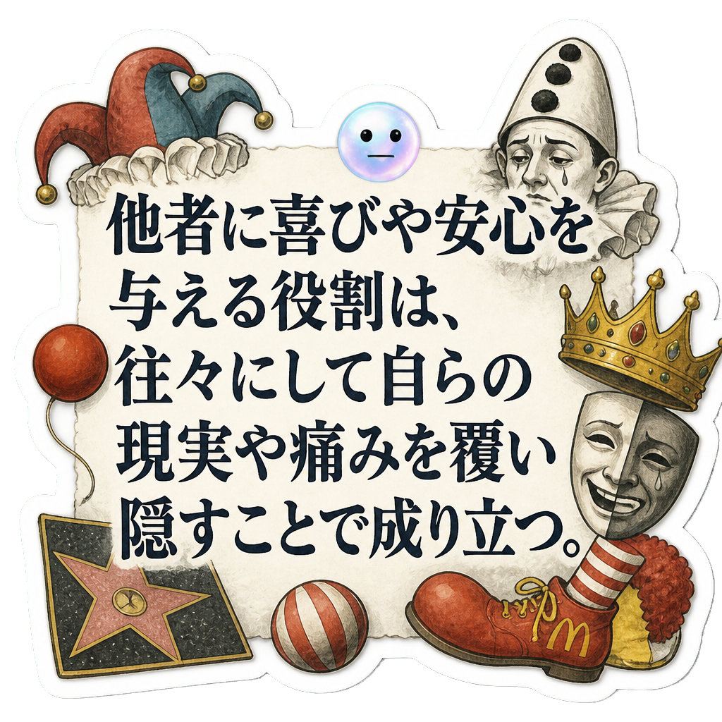 他者に喜びや安心を与える役割は、往々にして自らの現実や痛みを覆い隠すことで成り立つ。