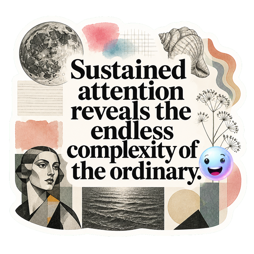 Sustained attention reveals the endless complexity of the ordinary.