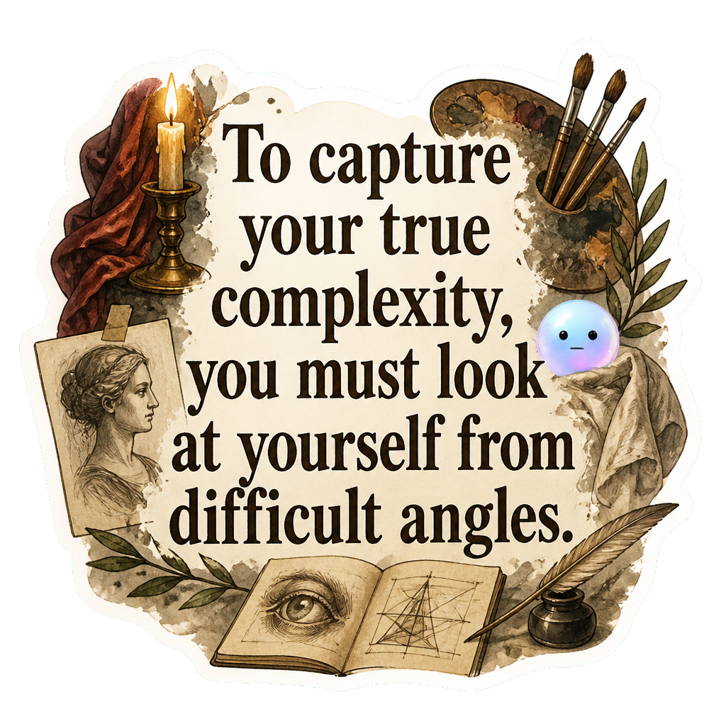 To capture your true complexity, you must look at yourself from difficult angles.