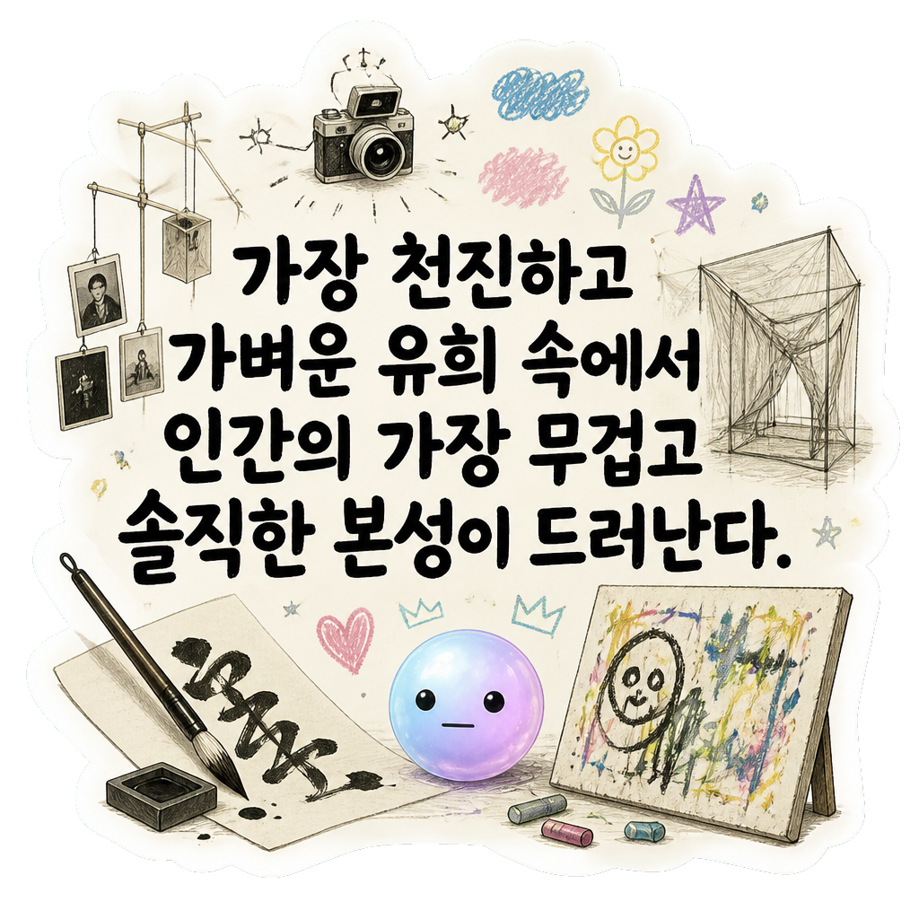 가장 천진하고 가벼운 유희 속에서 인간의 가장 무겁고 솔직한 본성이 드러난다.