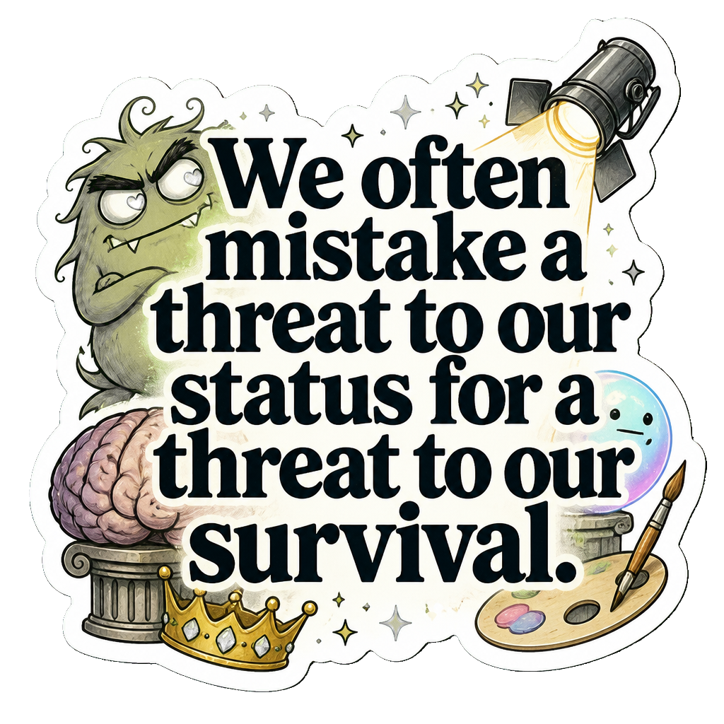We often mistake a threat to our status for a threat to our survival.