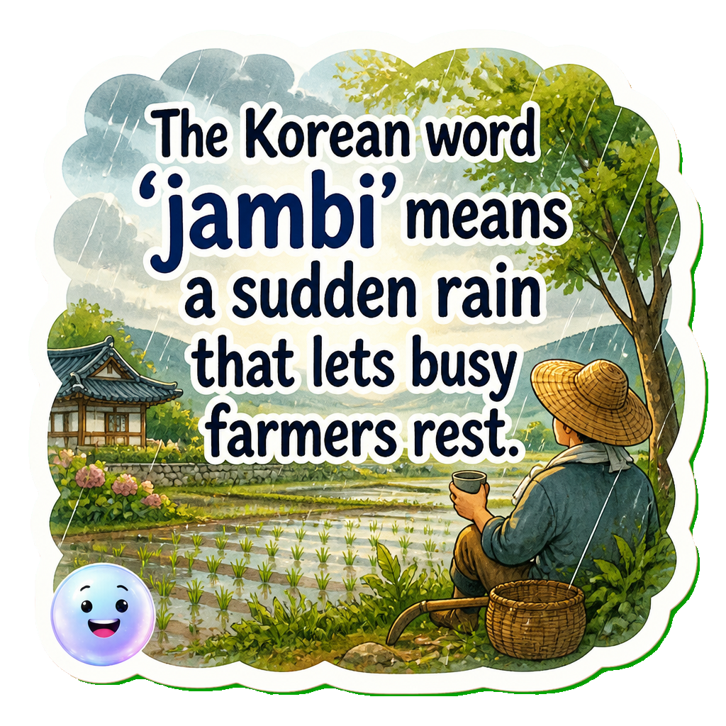 The Korean word 'jambi' means a sudden rain that lets busy farmers rest.
