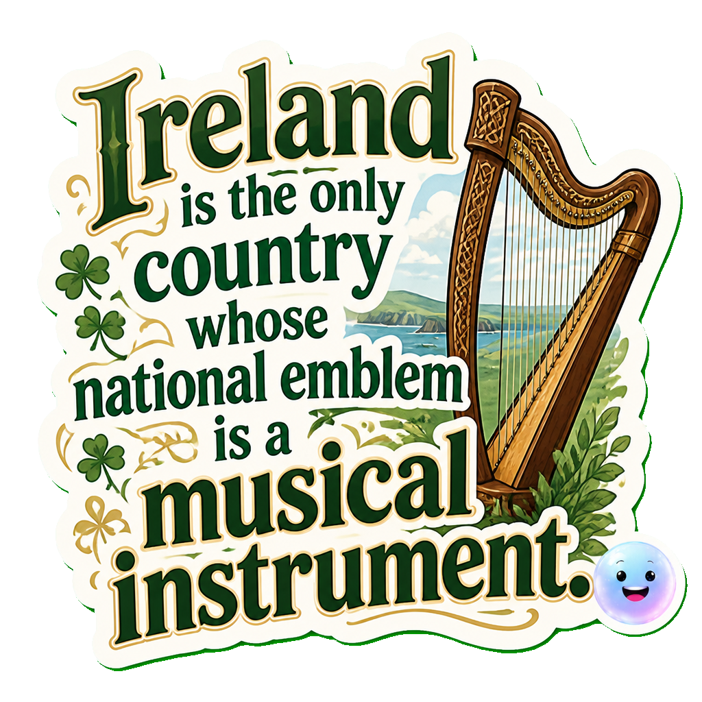 Ireland is the only country whose national emblem is a musical instrument.
