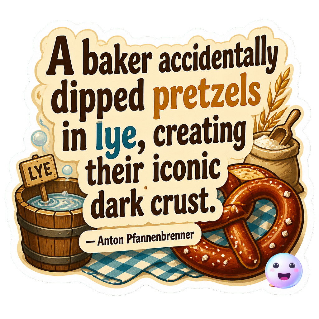 A baker accidentally dipped pretzels in lye, creating their iconic dark crust.