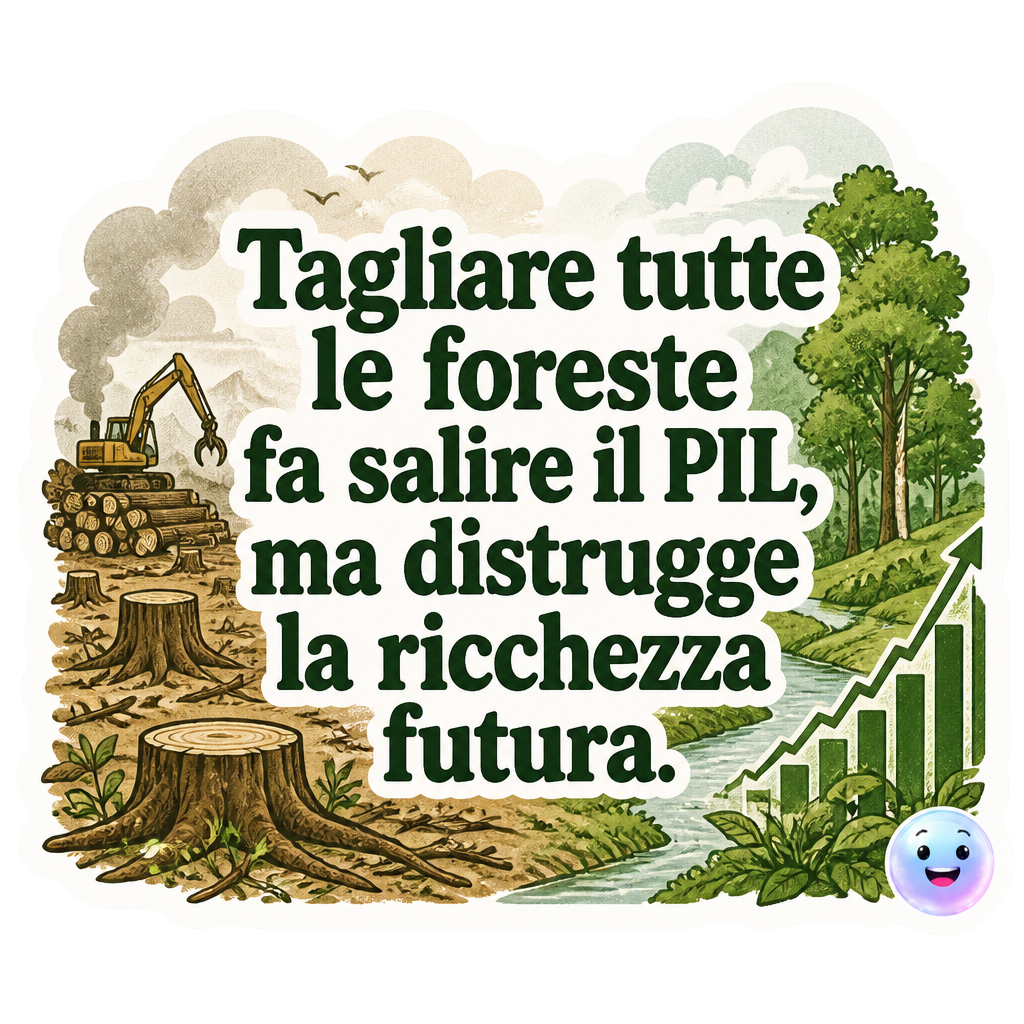 Tagliare tutte le foreste fa salire il PIL, ma distrugge la ricchezza futura.