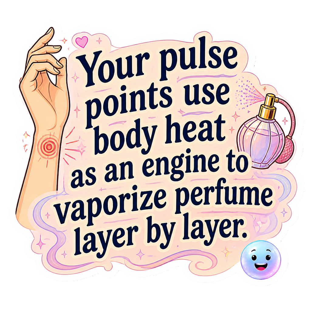 Your pulse points use body heat as an engine to vaporize perfume layer by layer.