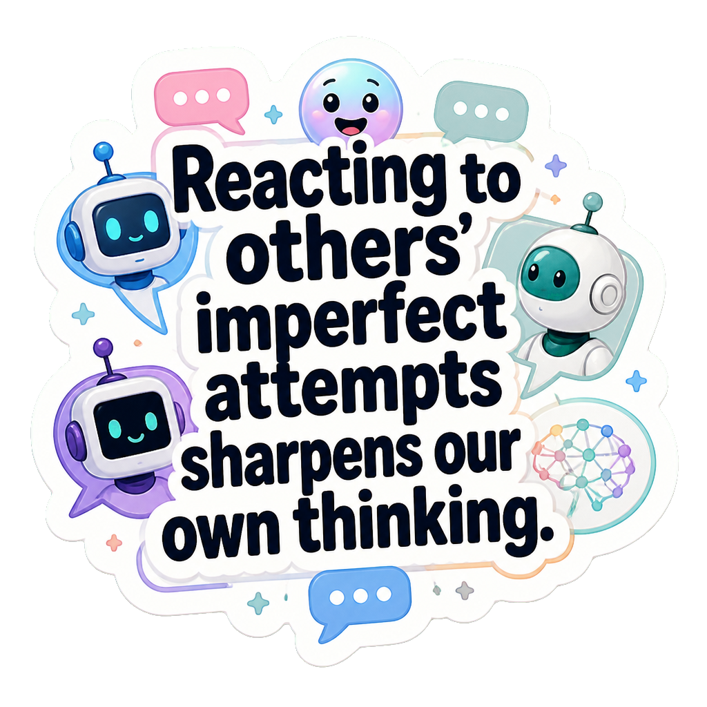 Reacting to others' imperfect attempts sharpens our own thinking.