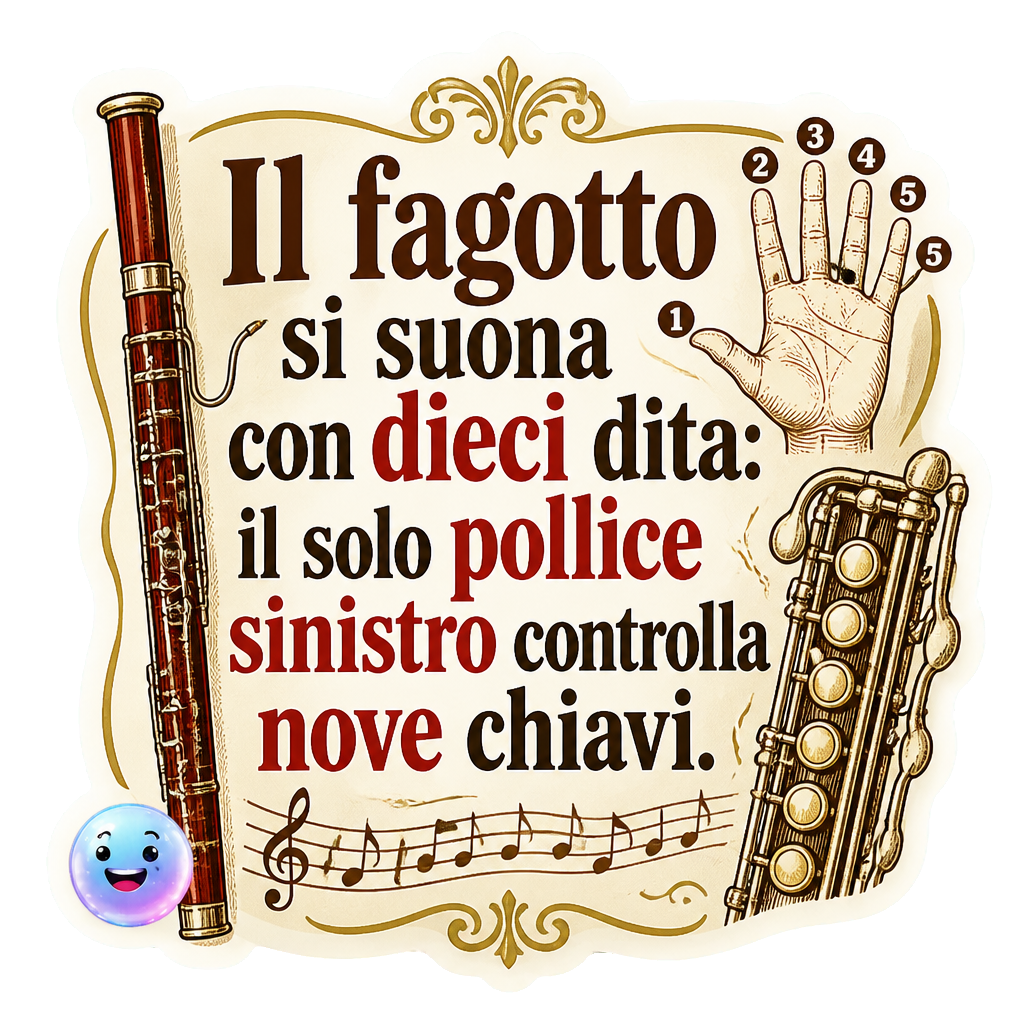 Il fagotto si suona con dieci dita: il solo pollice sinistro controlla nove chiavi.