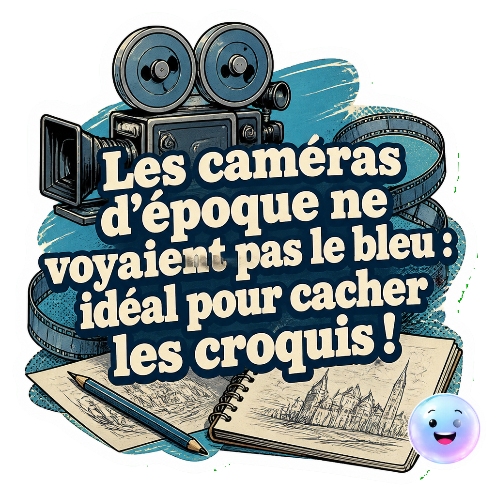 Les caméras d'époque ne voyaient pas le bleu : idéal pour cacher les croquis !