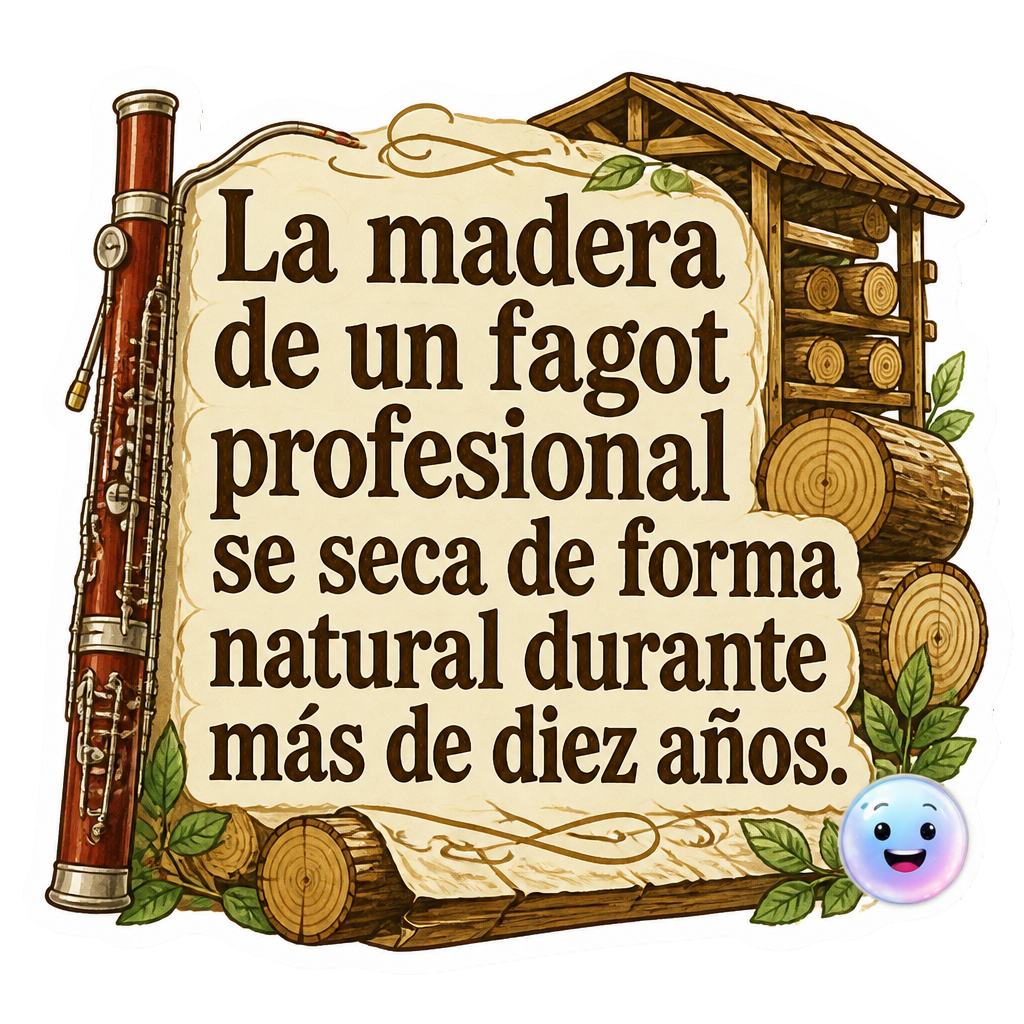 La madera de un fagot profesional se seca de forma natural durante más de diez años.
