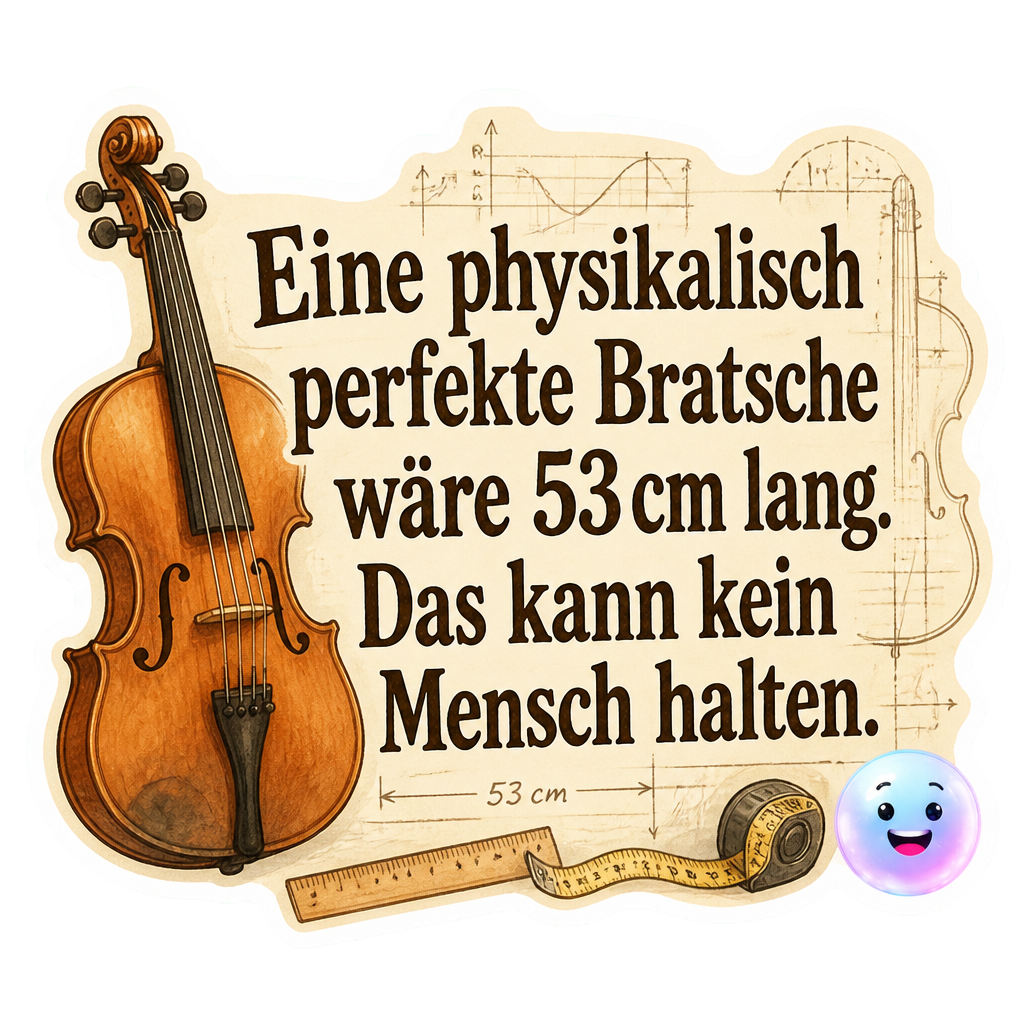 Eine physikalisch perfekte Bratsche wäre 53 cm lang. Das kann kein Mensch halten.