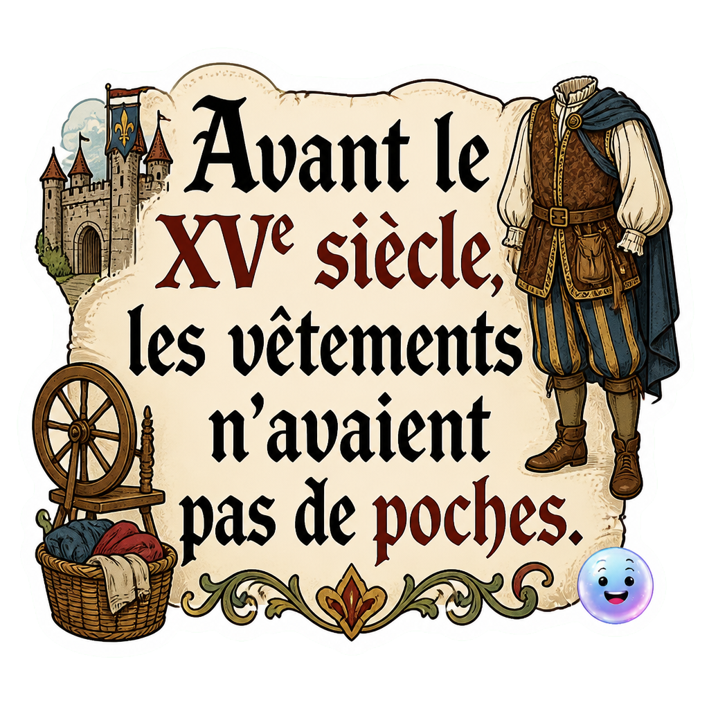 Avant le XVe siècle, les vêtements n'avaient pas de poches.