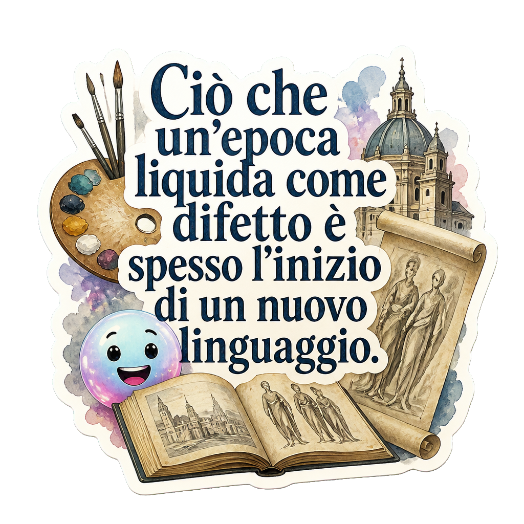 Ciò che un'epoca liquida come difetto è spesso l'inizio di un nuovo linguaggio.