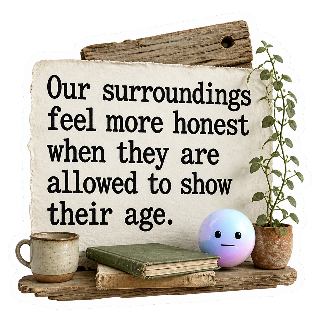 Our surroundings feel more honest when they are allowed to show their age.