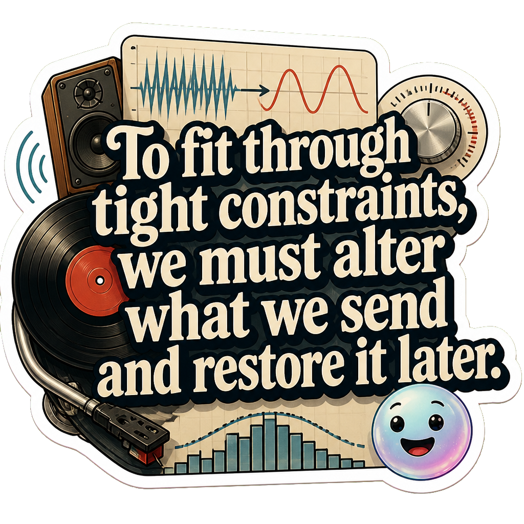To fit through tight constraints, we must alter what we send and restore it later.