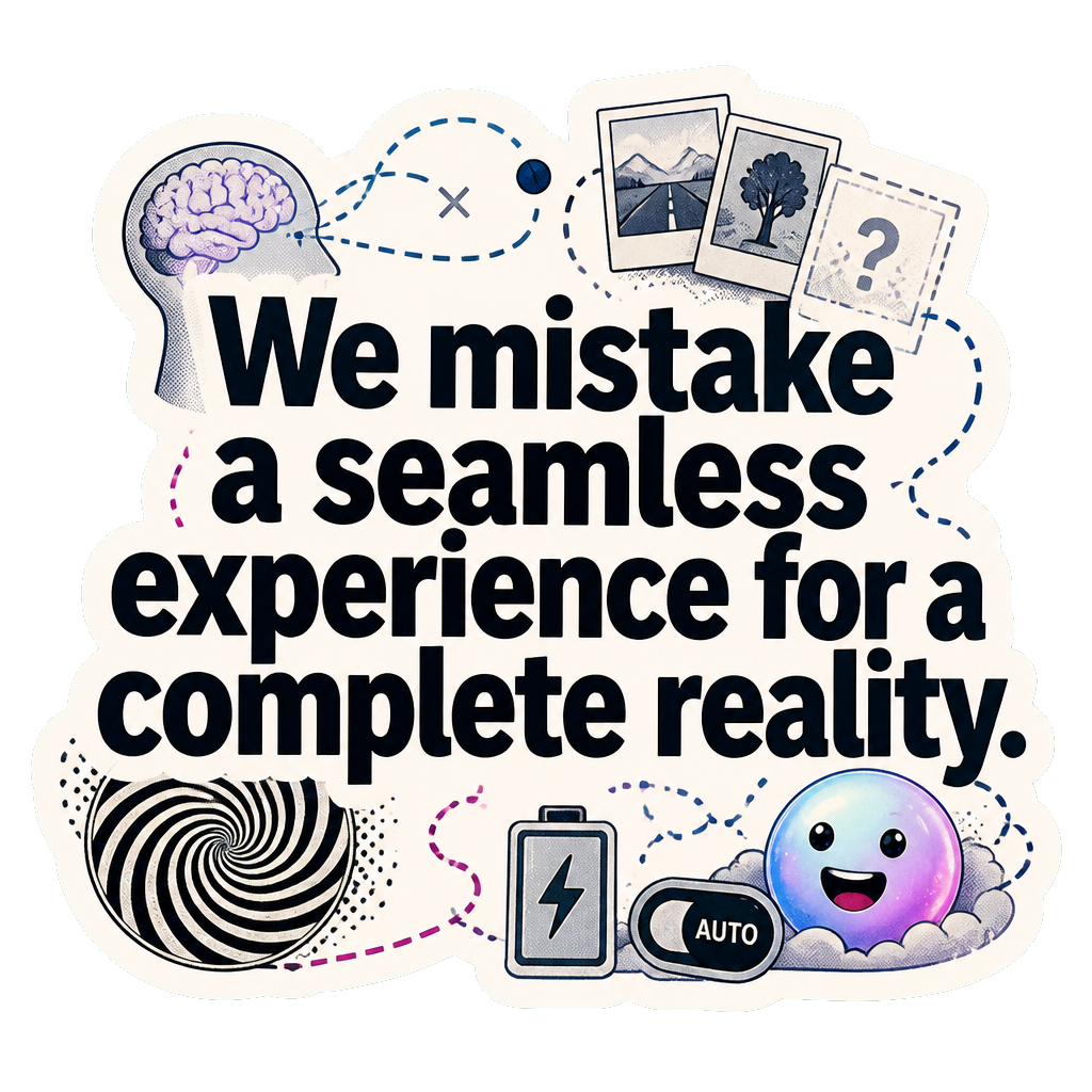 We mistake a seamless experience for a complete reality.