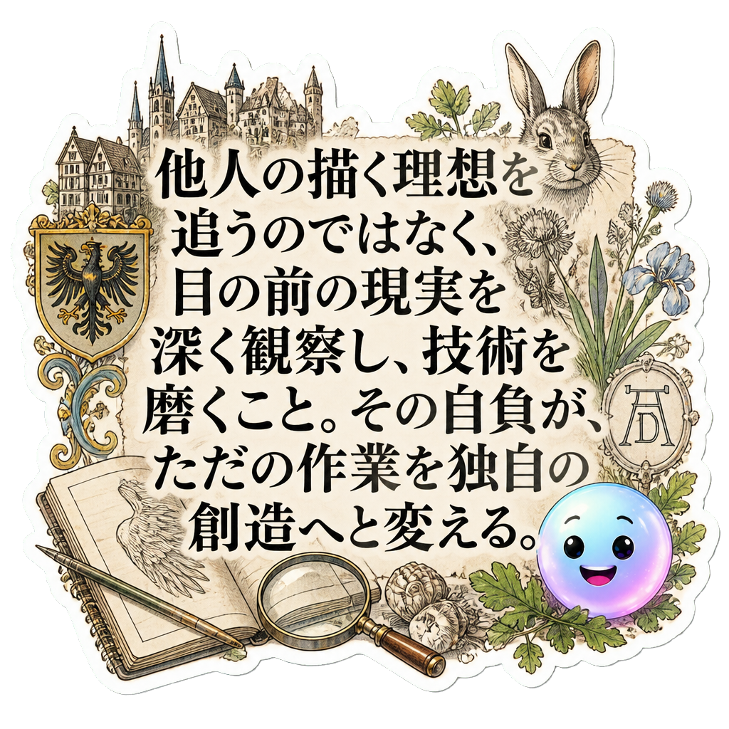 他人の描く理想を追うのではなく、目の前の現実を深く観察し、技術を磨くこと。その自負が、ただの作業を独自の創造へと変える。