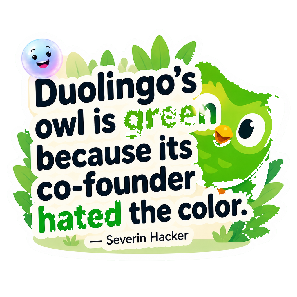 Duolingo's owl is green because its co-founder hated the color.