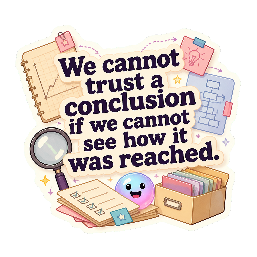 We cannot trust a conclusion if we cannot see how it was reached.