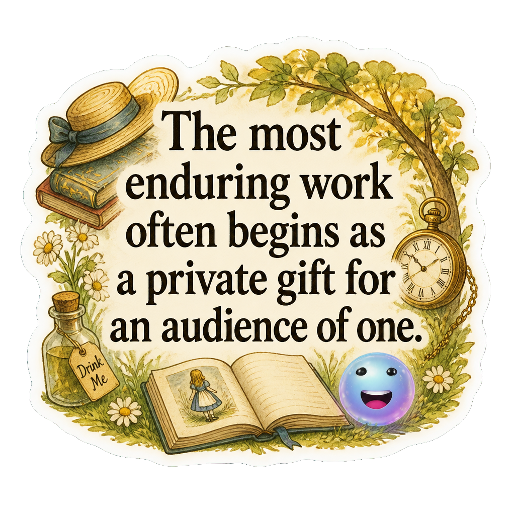 The most enduring work often begins as a private gift for an audience of one.