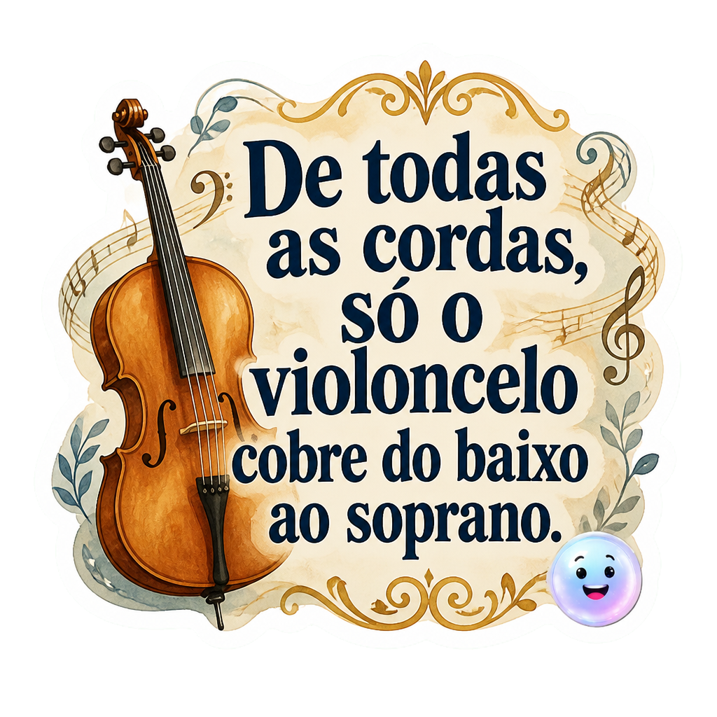 De todas as cordas, só o violoncelo cobre do baixo ao soprano.