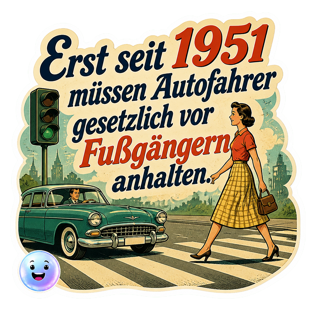 Erst seit 1951 müssen Autofahrer gesetzlich vor Fußgängern anhalten.