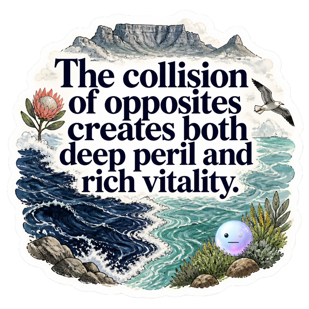 The collision of opposites creates both deep peril and rich vitality.