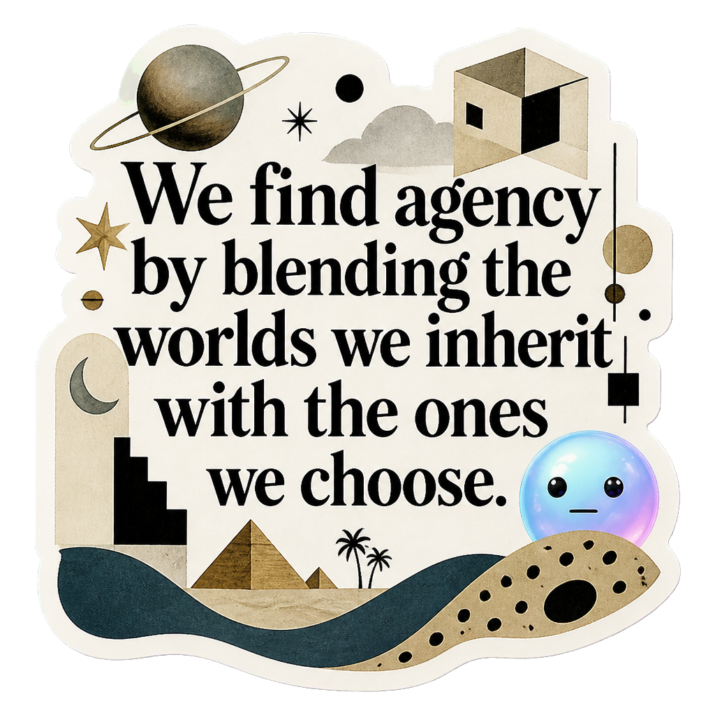 We find agency by blending the worlds we inherit with the ones we choose.