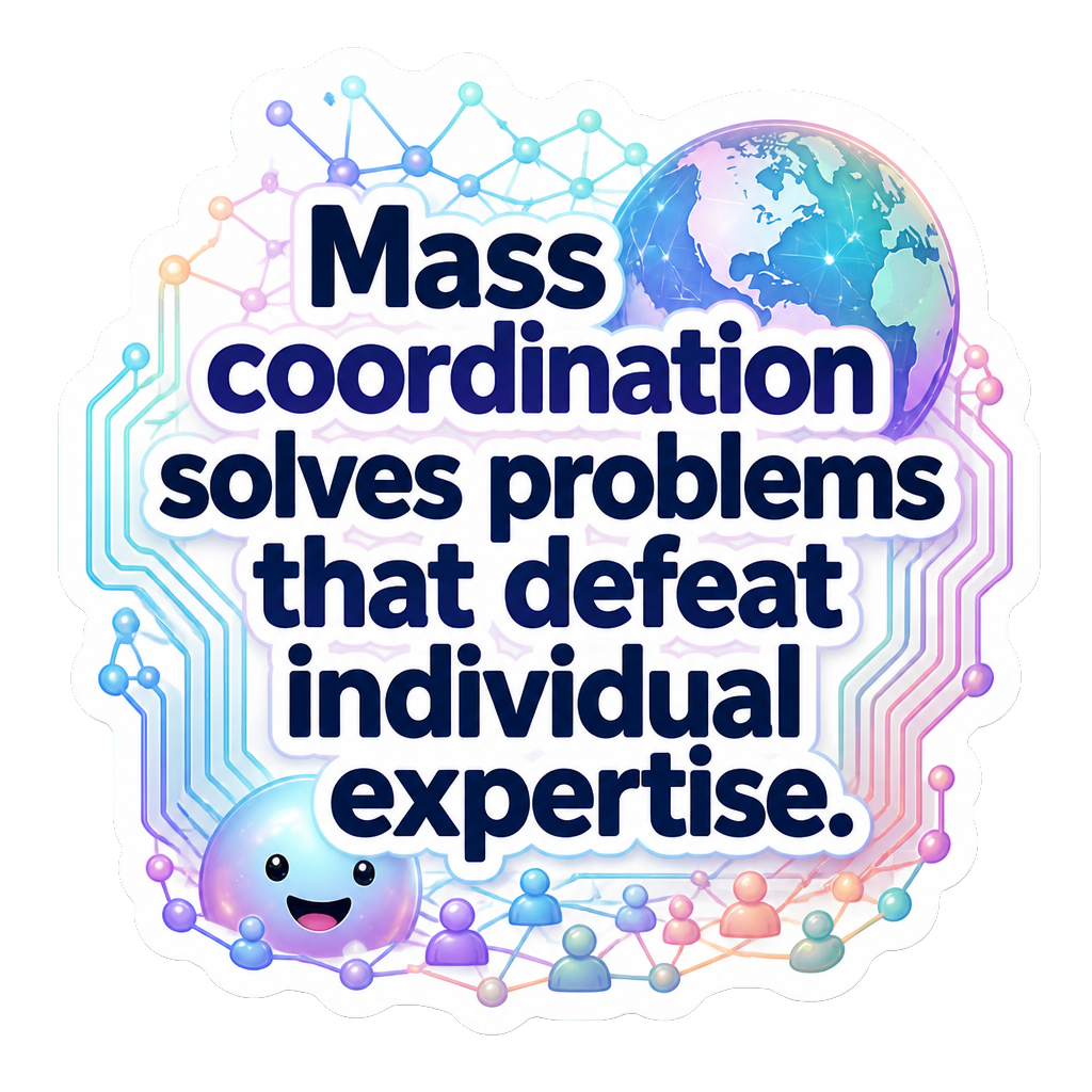 Mass coordination solves problems that defeat individual expertise.