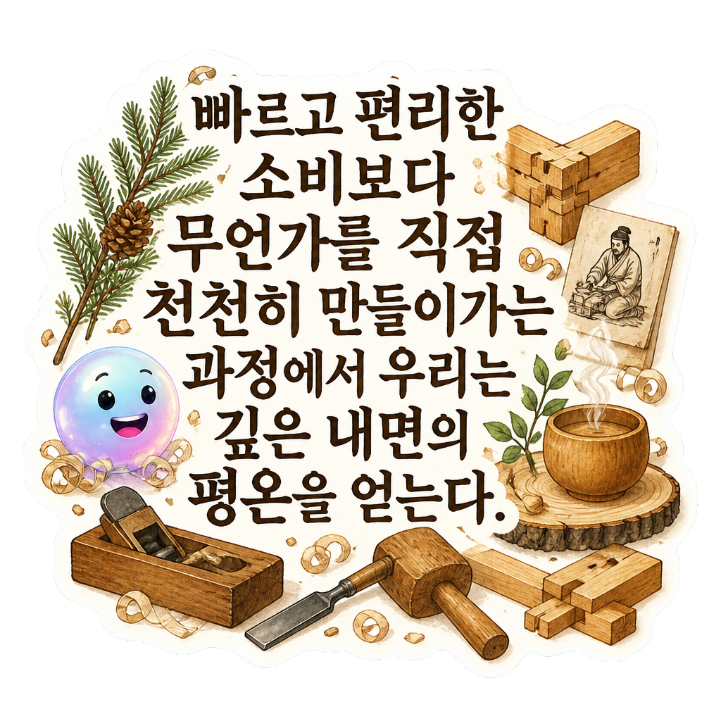 빠르고 편리한 소비보다 무언가를 직접 천천히 만들어가는 과정에서 우리는 깊은 내면의 평온을 얻는다.