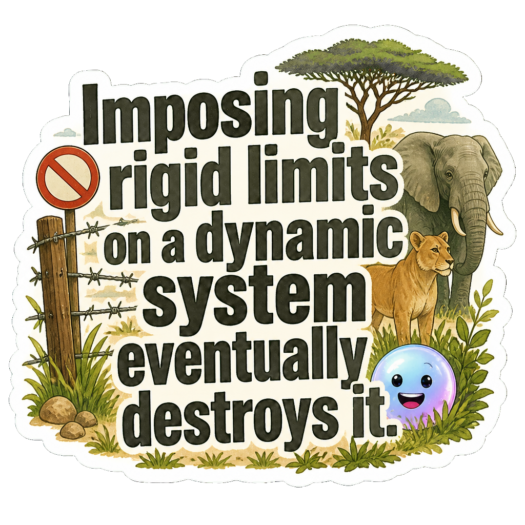 Imposing rigid limits on a dynamic system eventually destroys it.
