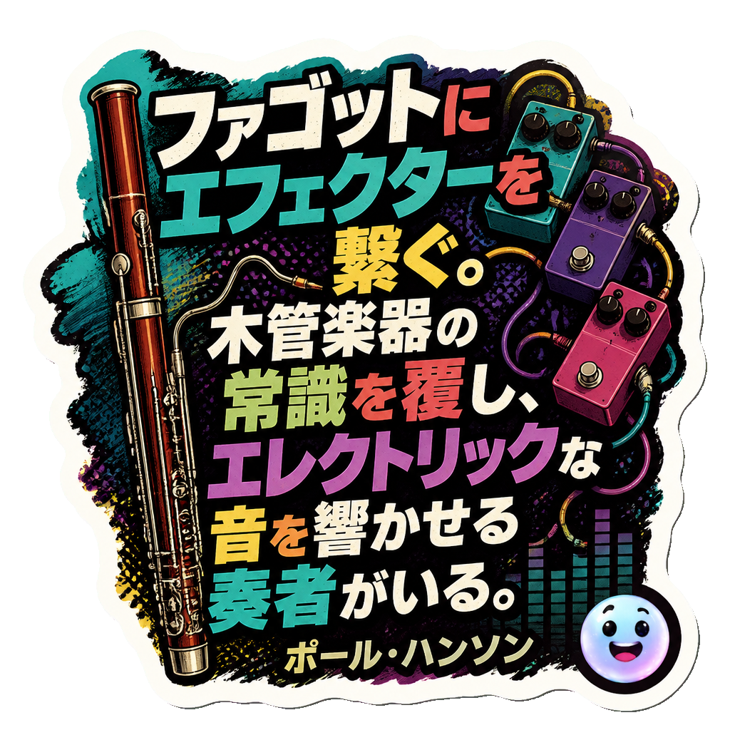 ファゴットにエフェクターを繋ぐ。木管楽器の常識を覆し、エレクトリックな音を響かせる奏者がいる。