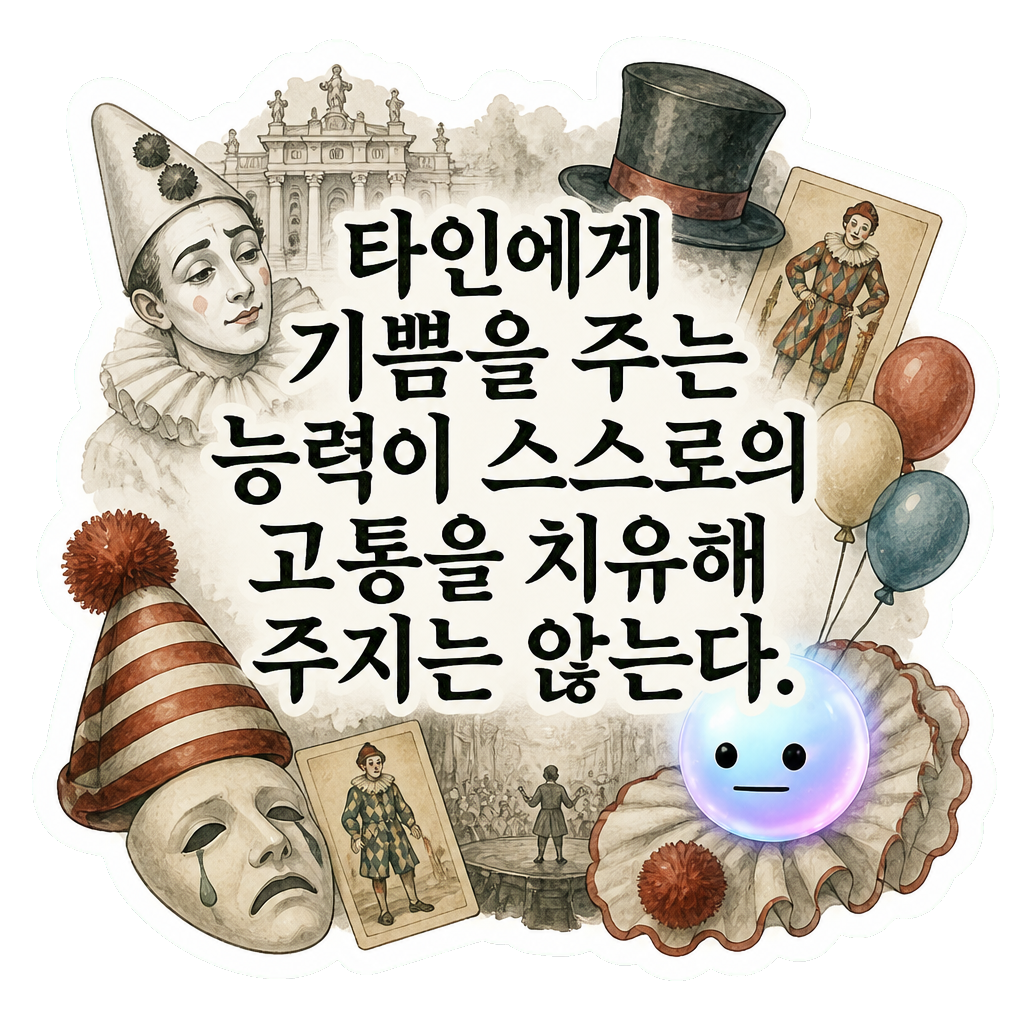 타인에게 기쁨을 주는 능력이 스스로의 고통을 치유해 주지는 않는다.