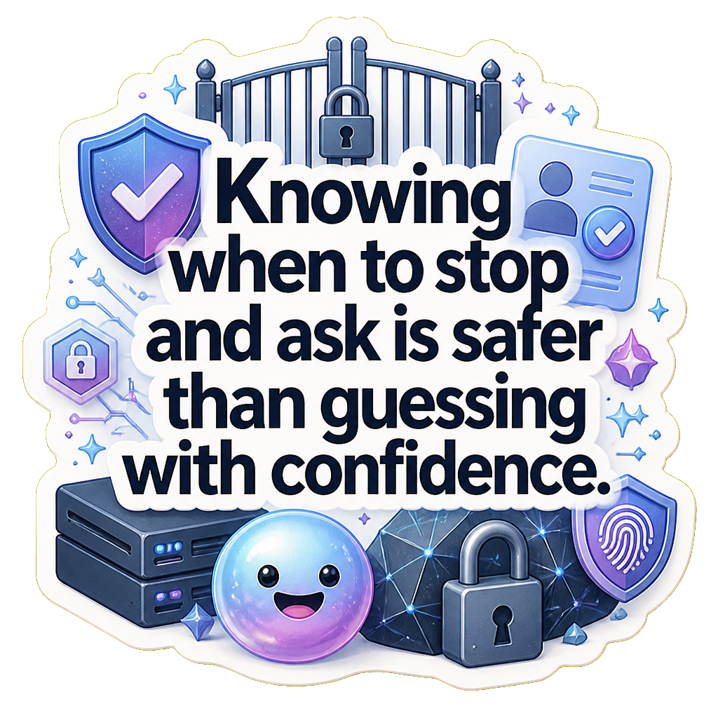 Knowing when to stop and ask is safer than guessing with confidence.