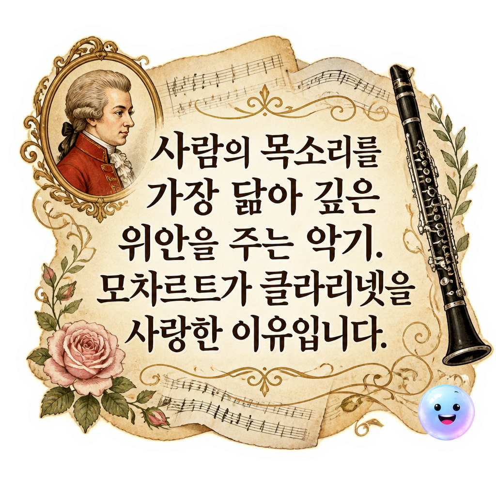 사람의 목소리를 가장 닮아 깊은 위안을 주는 악기. 모차르트가 클라리넷을 사랑한 이유입니다.