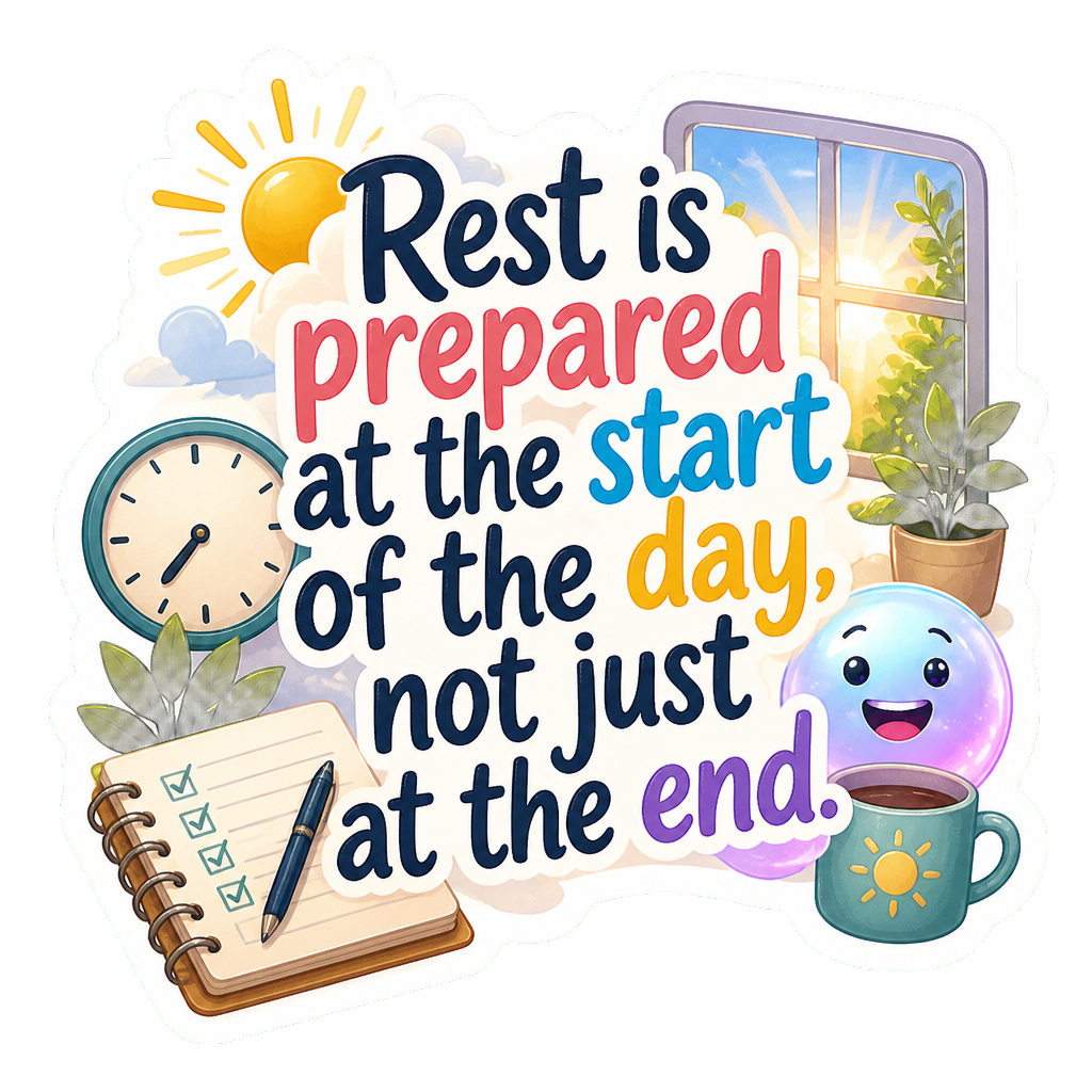 Rest is prepared at the start of the day, not just at the end.