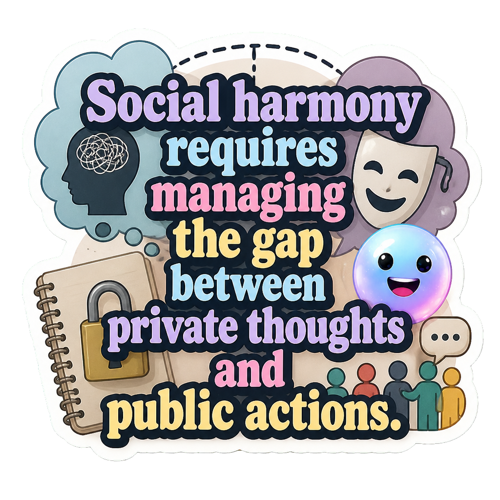 Social harmony requires managing the gap between private thoughts and public actions.