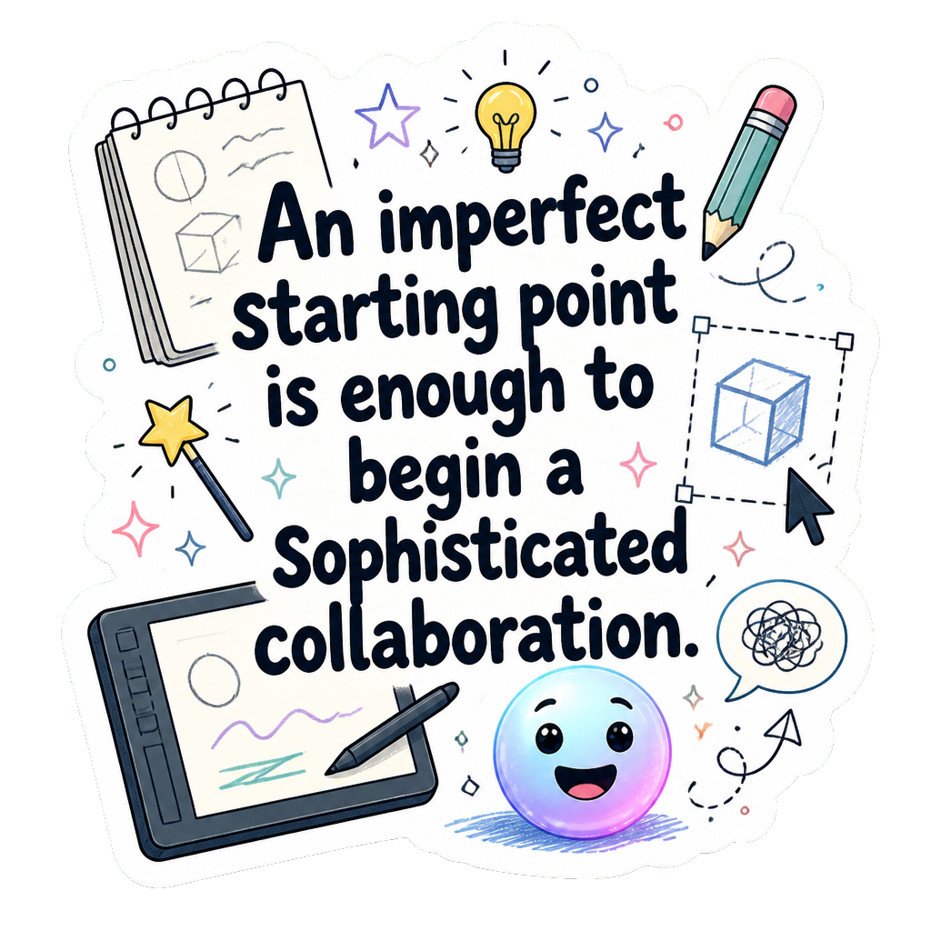 An imperfect starting point is enough to begin a sophisticated collaboration.