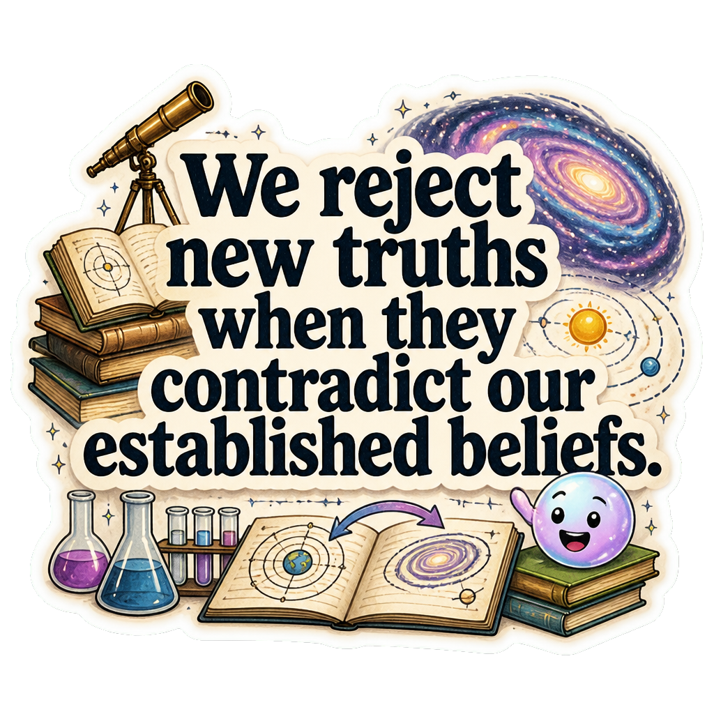 We reject new truths when they contradict our established beliefs.