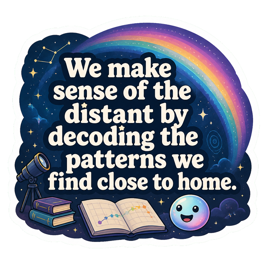 We make sense of the distant by decoding the patterns we find close to home.