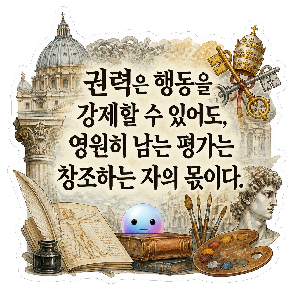 권력은 행동을 강제할 수 있어도, 영원히 남는 평가는 창조하는 자의 몫이다.
