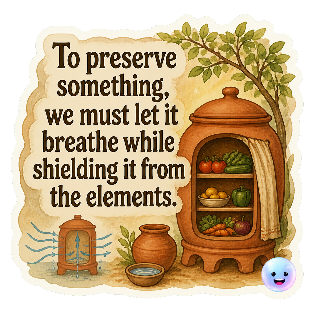 To preserve something, we must let it breathe while shielding it from the elements.