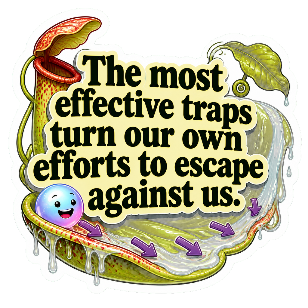 The most effective traps turn our own efforts to escape against us.