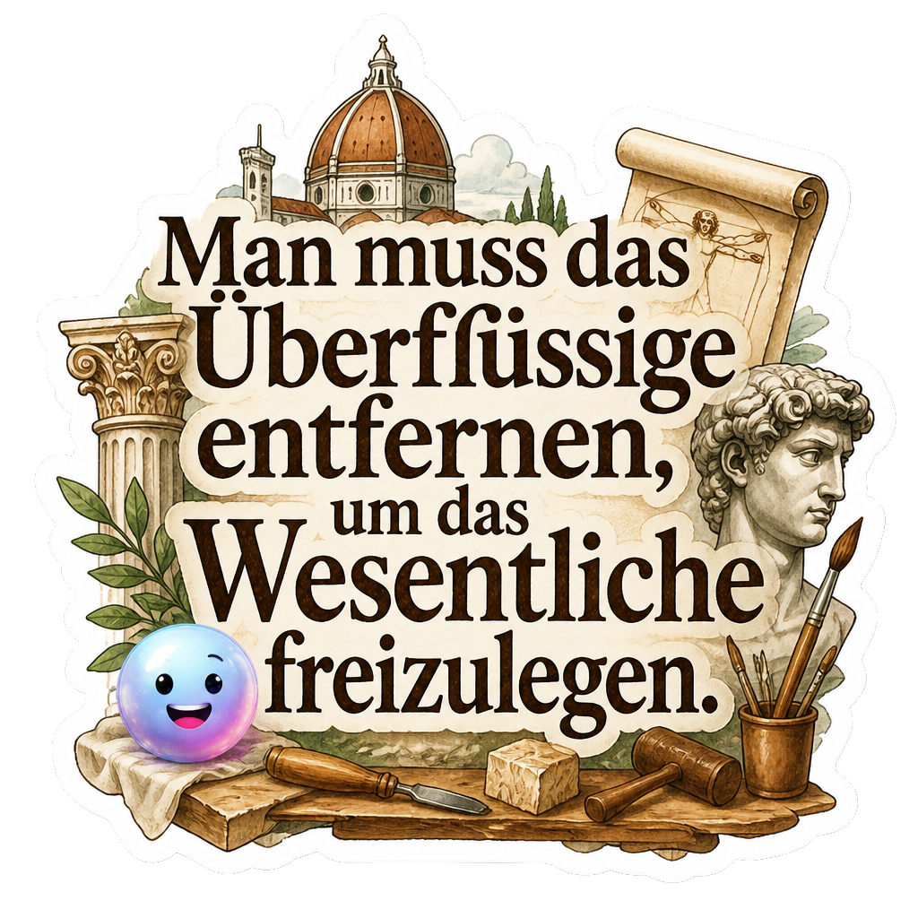 Man muss das Überflüssige entfernen, um das Wesentliche freizulegen.