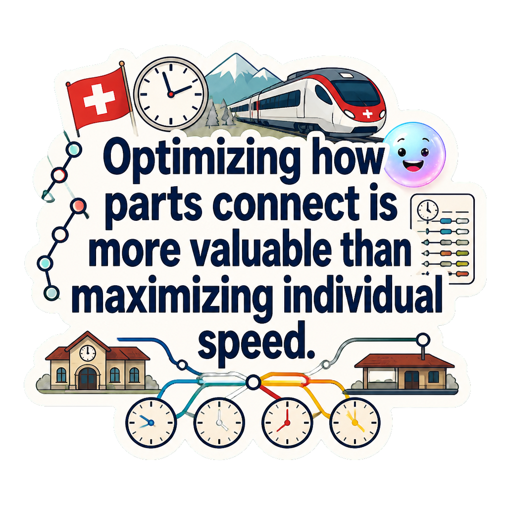 Optimizing how parts connect is more valuable than maximizing individual speed.