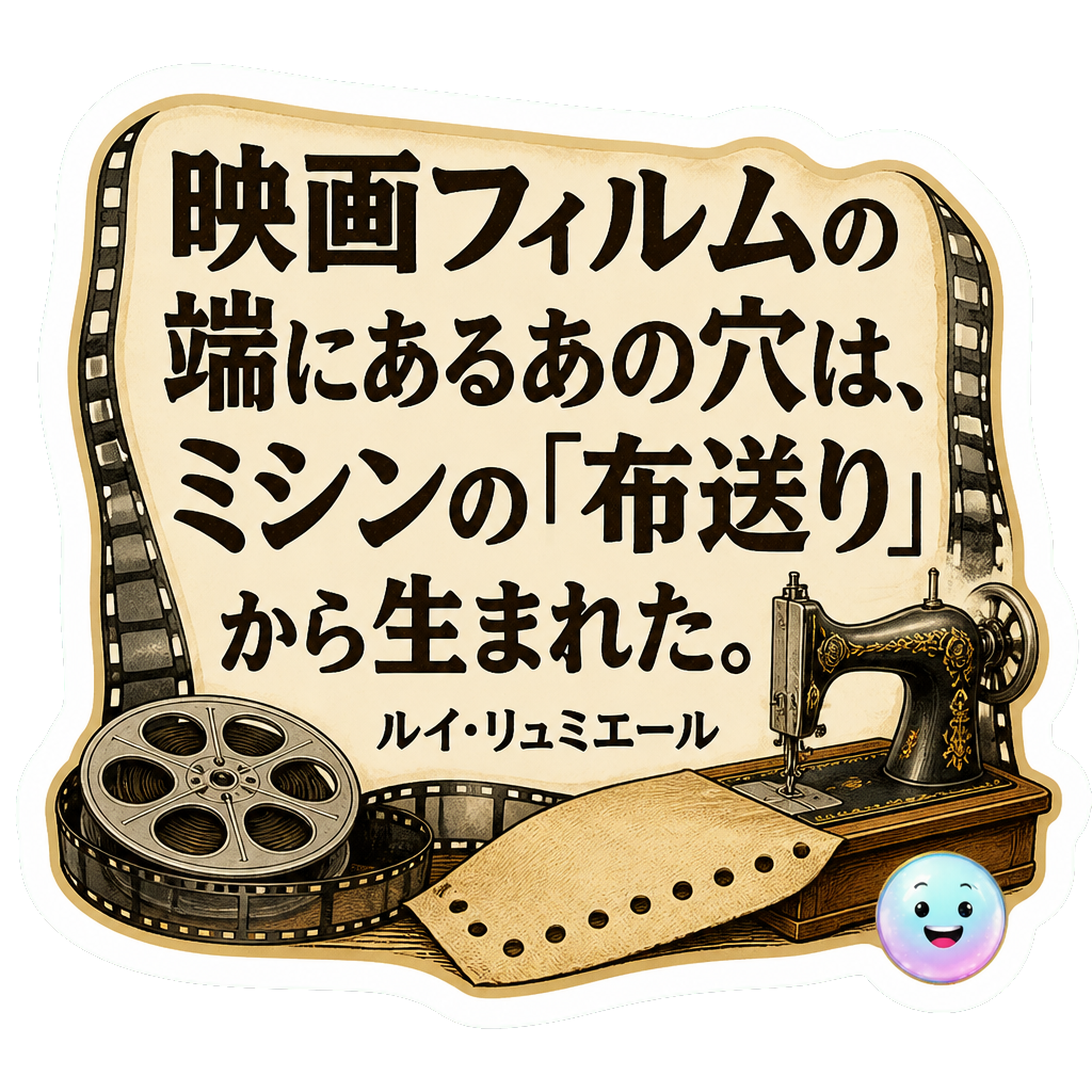 映画フィルムの端にあるあの穴は、ミシンの「布送り」から生まれた。