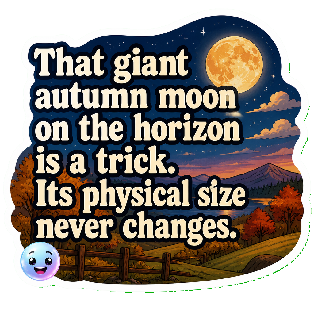 That giant autumn moon on the horizon is a trick. Its physical size never changes.