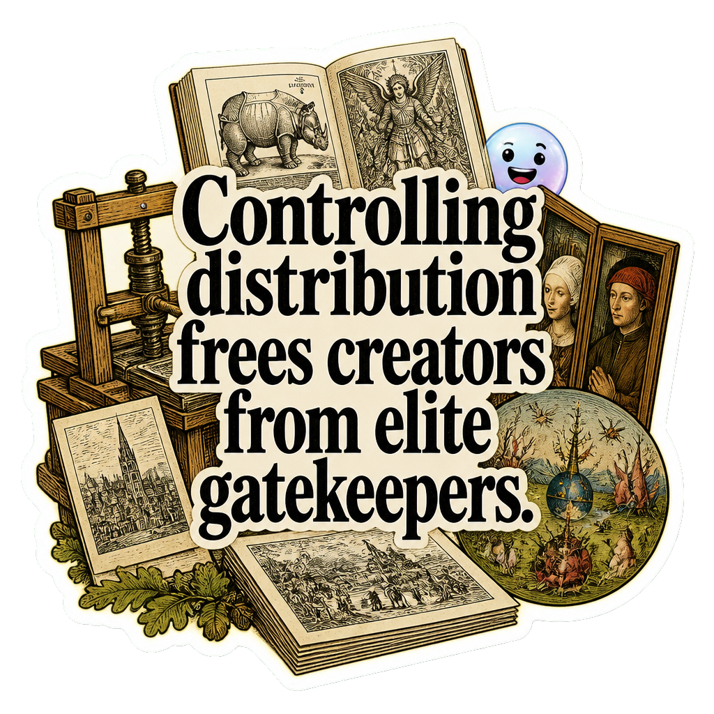 Controlling distribution frees creators from elite gatekeepers.
